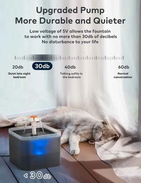 وعاء من البلاستيك للحيوانات الأليفة 2 لتر مع . 2L Plastic Pet Bowl with LED Light and Activated