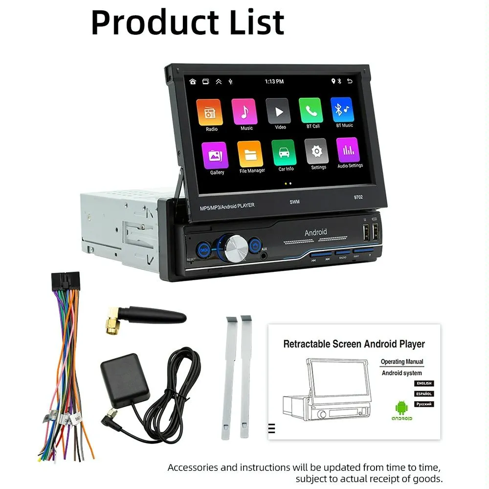 7 Inch Android Car Radio Receiver With Fm Bluetooth Gps Wifi - Swm 9702