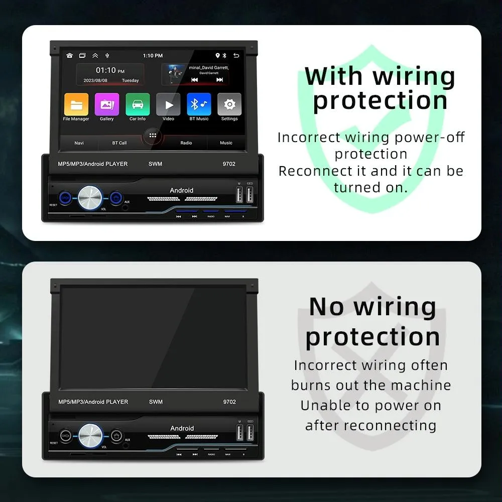 7 Inch Android Car Radio Receiver With Fm Bluetooth Gps Wifi - Swm 9702
