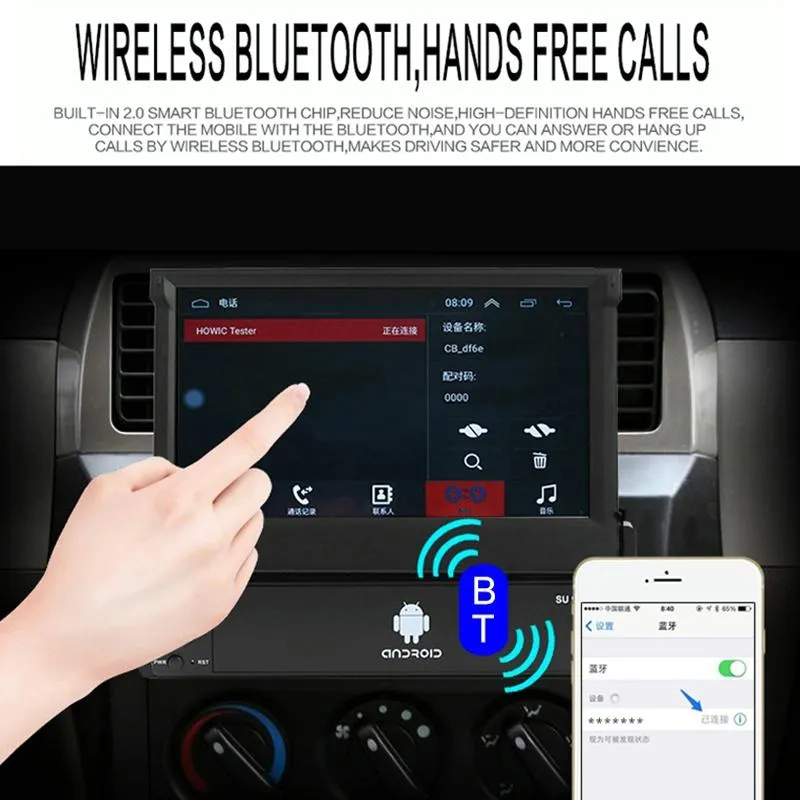 7 Inch Car Android Radio Receiver Fm / Bluetooth / Tf / Gps / Wifi 2Gb   16Gb