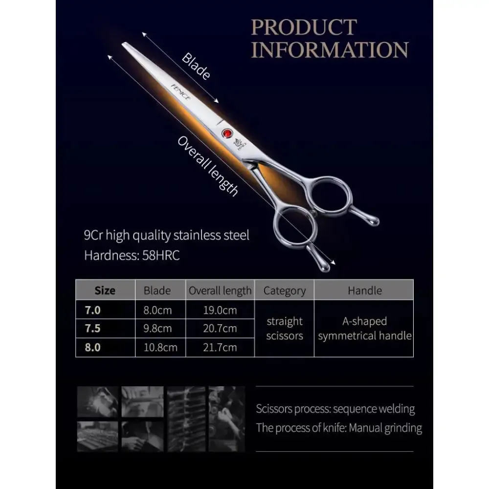 7.0 7.5 8.0 Professional Pet Grooming Cutting Scissors Straight Cutting Shear