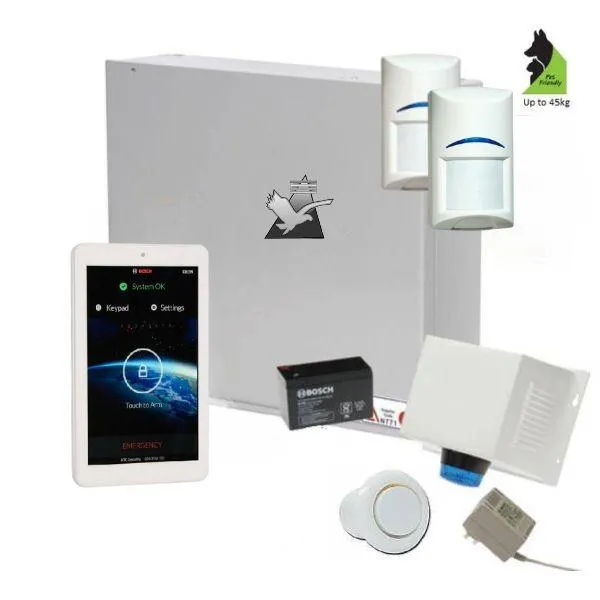 Bosch Solution 2000 Alarm System with 2 x Tritech Detectors  7" Touch Screen Code pad