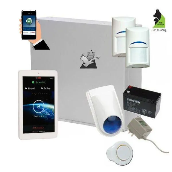 Bosch Solution 2000 Security Alarm System with 2 x Gen 2 Tritech Detectors  7" Touch Screen Code pad  IP Module