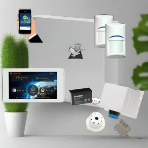 Bosch Solution 2000 Security Alarm System with 2 x Tritech Detectors  5" Touch Screen Cod