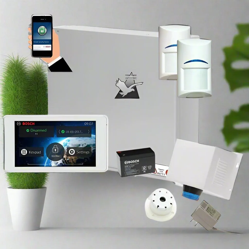 Bosch Solution 2000 Security Alarm System with 2 x Tritech Detectors  5" Touch Screen Cod