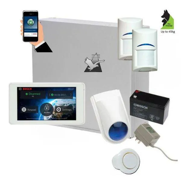 Bosch Solution 2000 Security Alarm System with 2 x Tritech Detectors  5" Touch Screen Cod