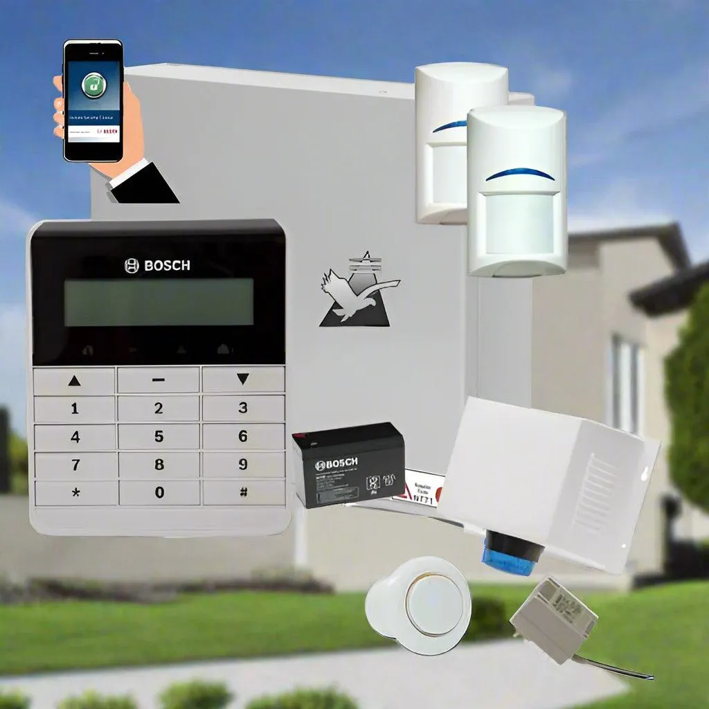 Bosch Solution 2000 Security Alarm System with 2 x Tritech Detectors Text Code pad IP Module