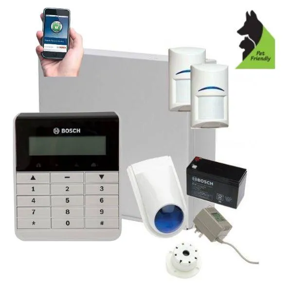Bosch Solution 2000 Security Alarm System with 2 x Tritech Detectors Text Code pad IP Module