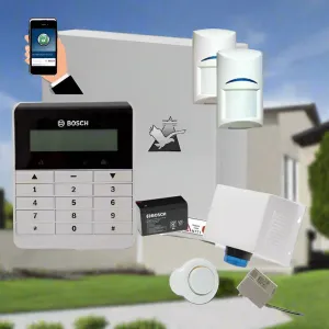 Bosch Solution 2000 Security Alarm System with 2 x Tritech Detectors Text Code pad IP Module