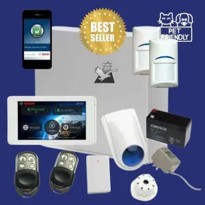 Bosch Solution 3000 Alarm System with 2 x Wireless Detectors   5" Touch Screen Code pad Premium Remote Kit  IP Module