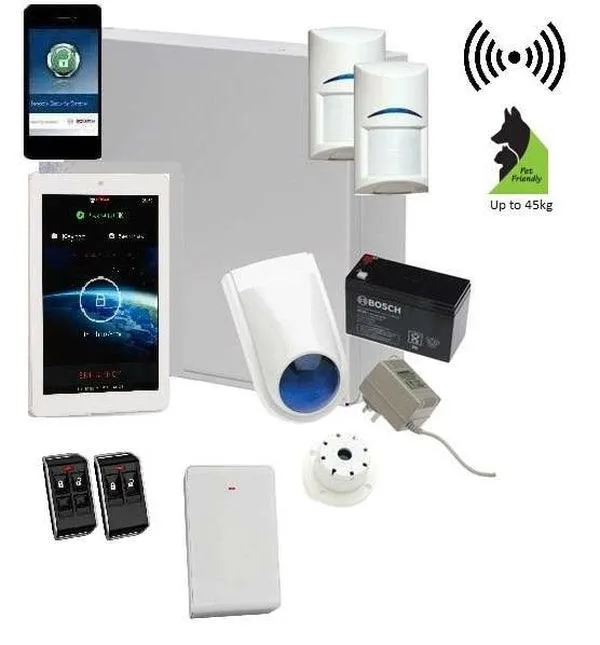 Bosch Solution 3000 Alarm System with 2 x Wireless Tritech Detectors   7" Touch Screen Code pad IP Module