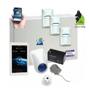 Bosch Solution 3000 Alarm System with 3 x Gen 2 Tritech Detectors  7" Touch Screen Code Pad  IP Module