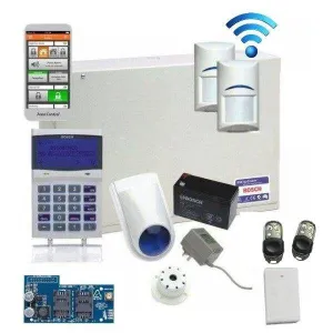 Bosch Solution 6000 Alarm System GSM Kit with 2 x Wireless Detectors  Stainless Steel Remotes