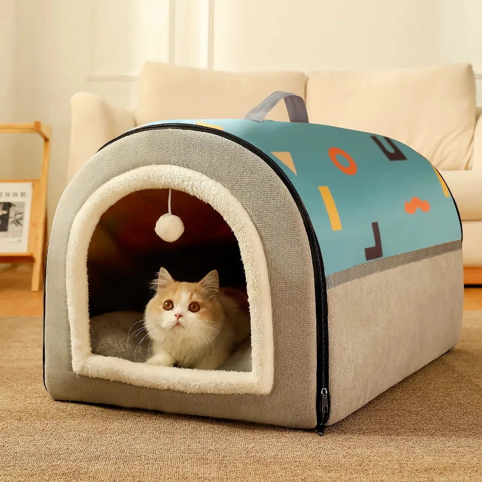 Breathable Warm Plush Pet Bed House – Soft, Washable Cushion for Cats & Small Dogs