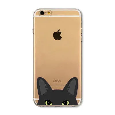 Cute Cartoon Animal Cat Dog BULLDOG Phone Case For iPhone 6 6s Plus 4.7" 5.5" Crystal Clear Soft TPU Gel Flexible Skin Cover