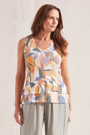Flowy Double-PePlum Sleeveless Top (Sunset Gold)