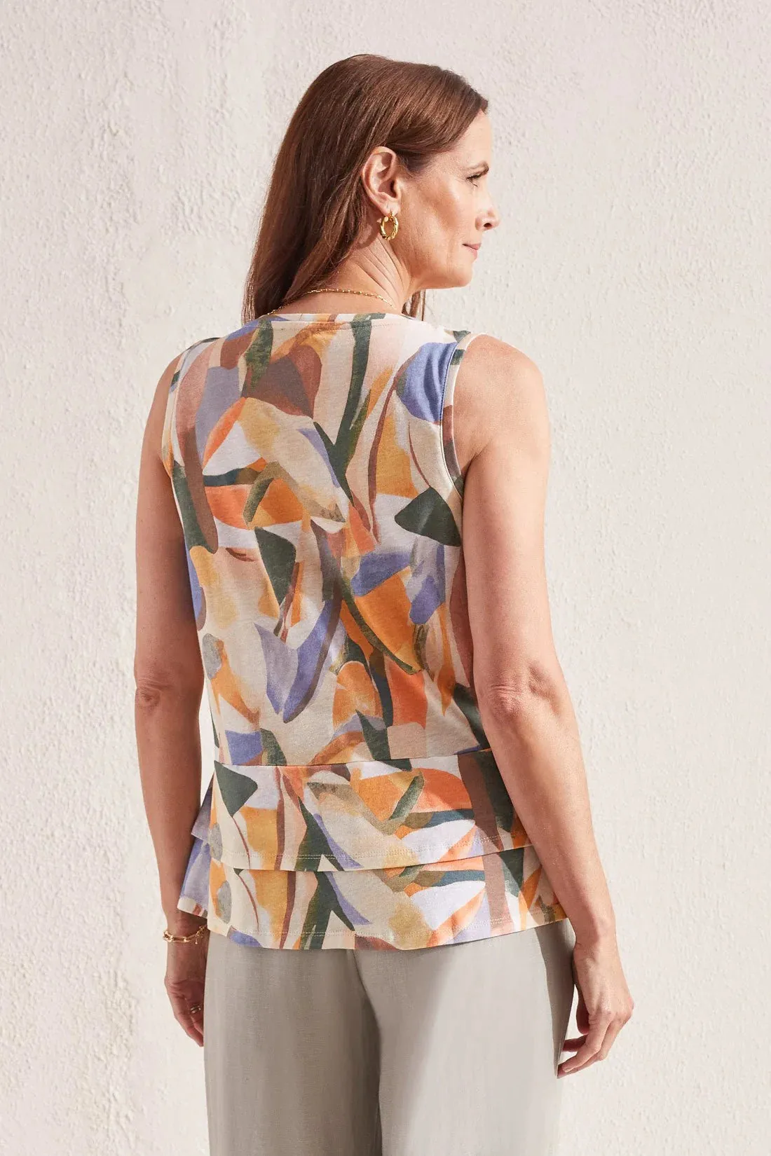 Flowy Double-PePlum Sleeveless Top (Sunset Gold)