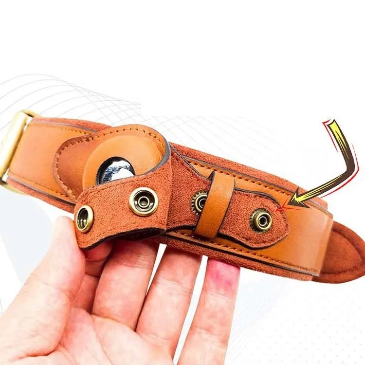Location Tracker holder-First Layer Leather Dog Pet Collar