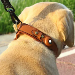 Location Tracker holder-First Layer Leather Dog Pet Collar