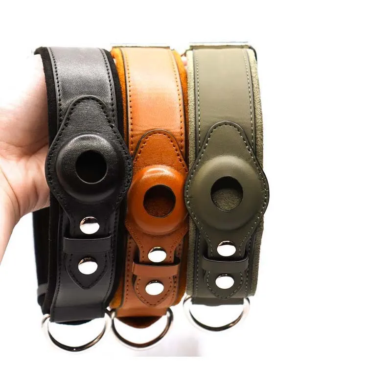 Location Tracker holder-First Layer Leather Dog Pet Collar
