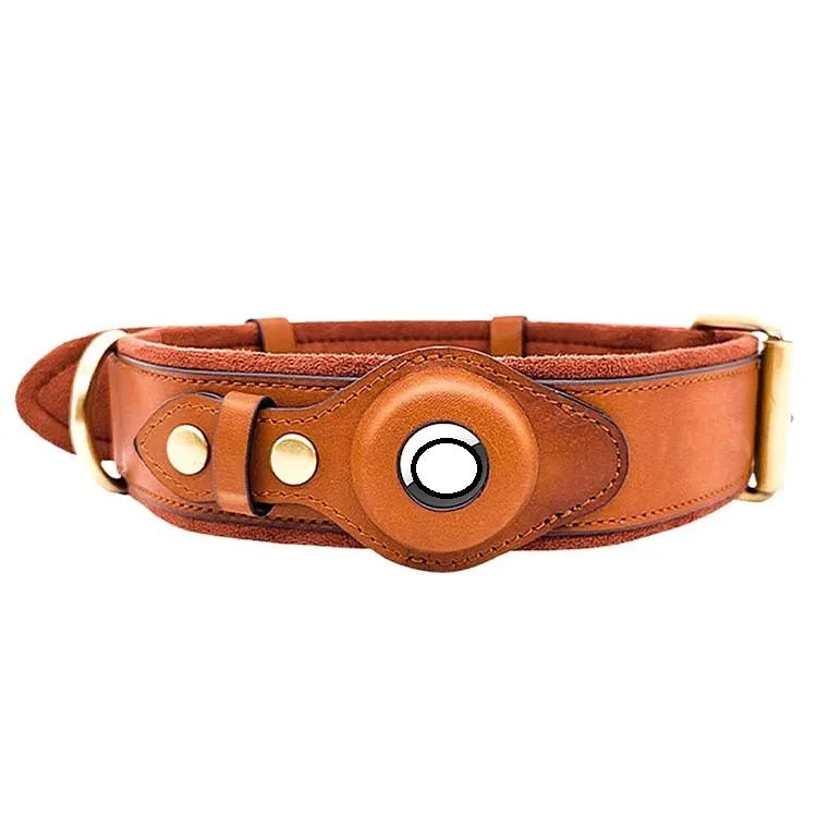 Location Tracker holder-First Layer Leather Dog Pet Collar