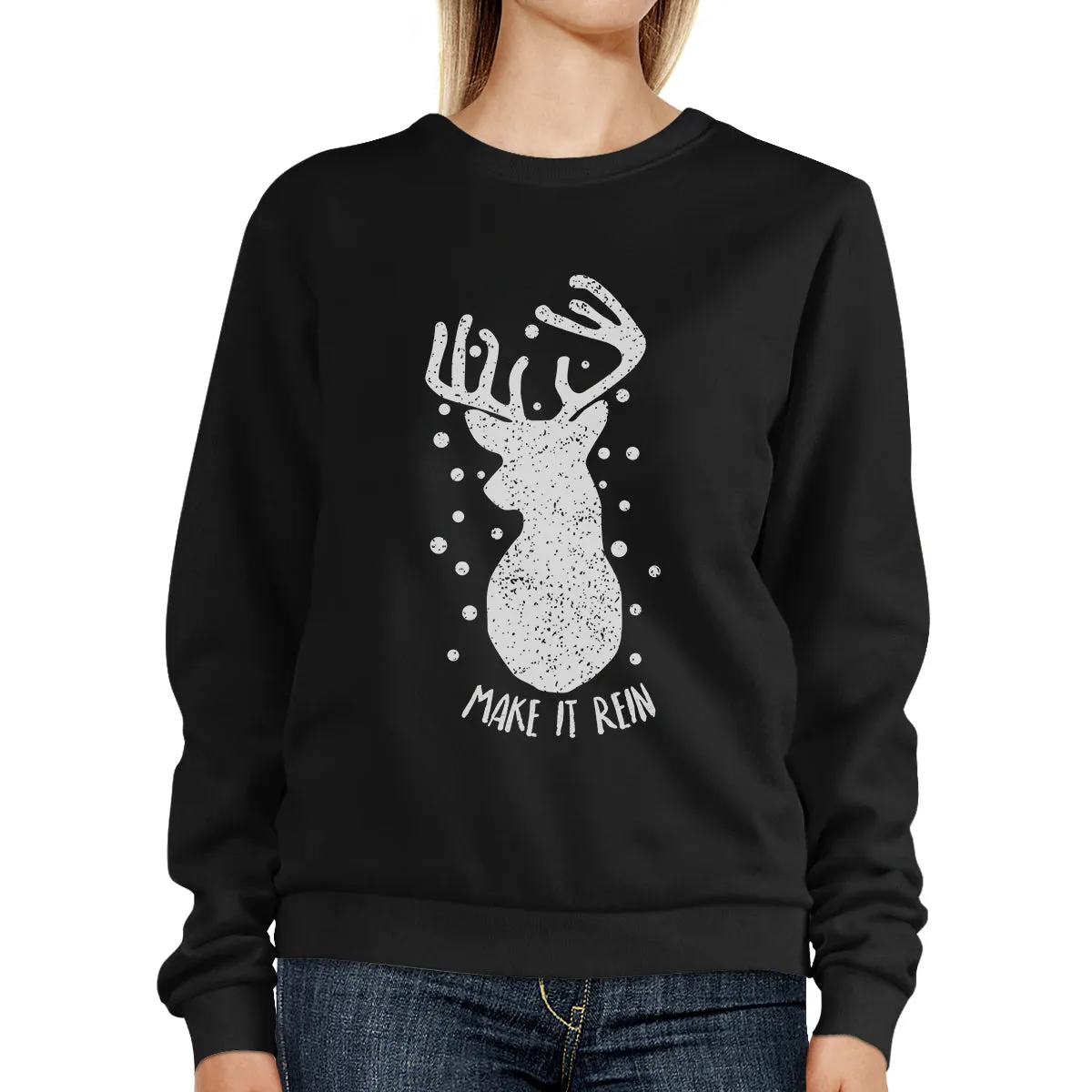 Make It Rein Vintage Reindeer Black Sweatshirt
