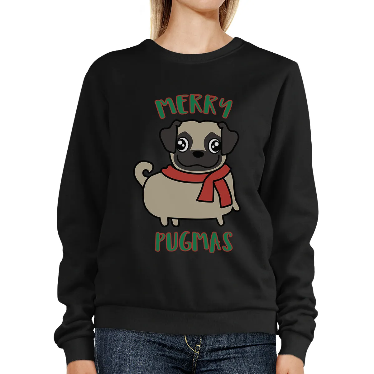 Merry Pugmas Pug Black Sweatshirt