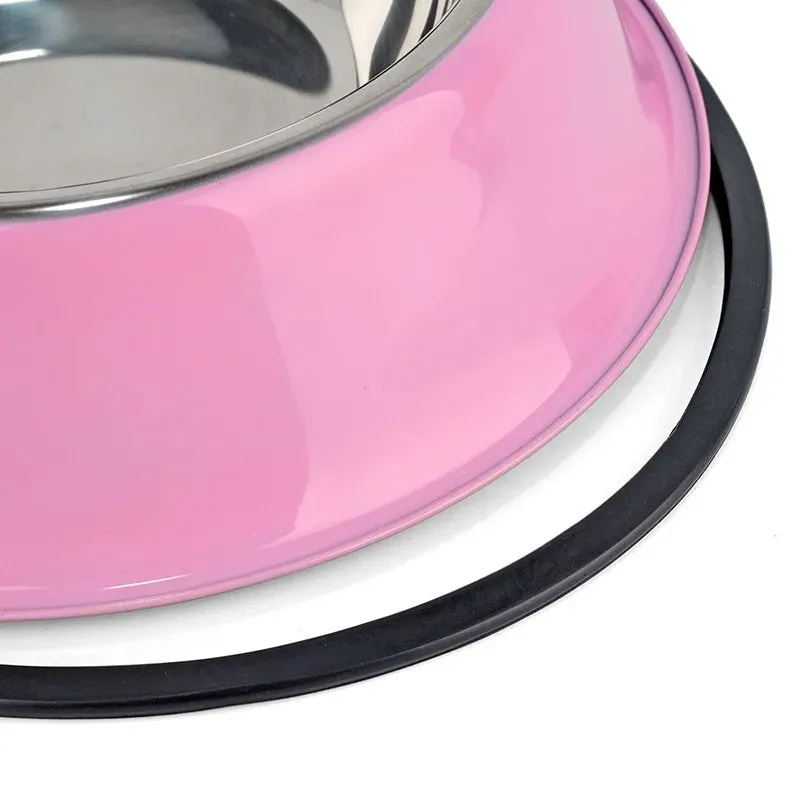 Multi-Colored, Stainless Steel Pet Bowls for Cats and Dogs
