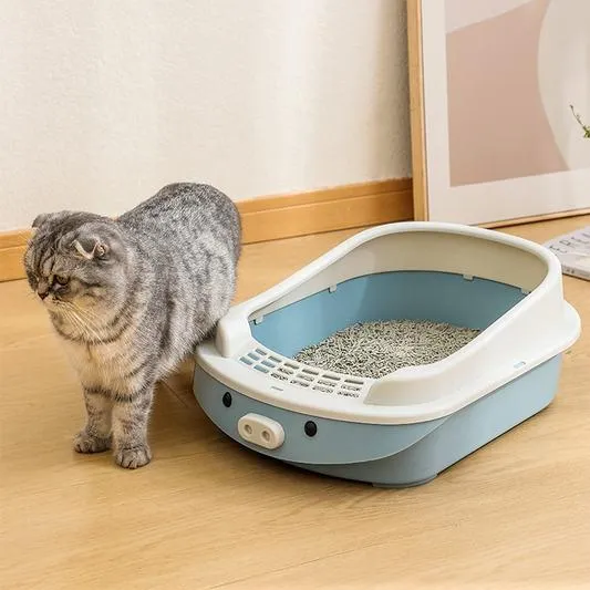 Oversized Semi-Enclosed Cat Litter Box