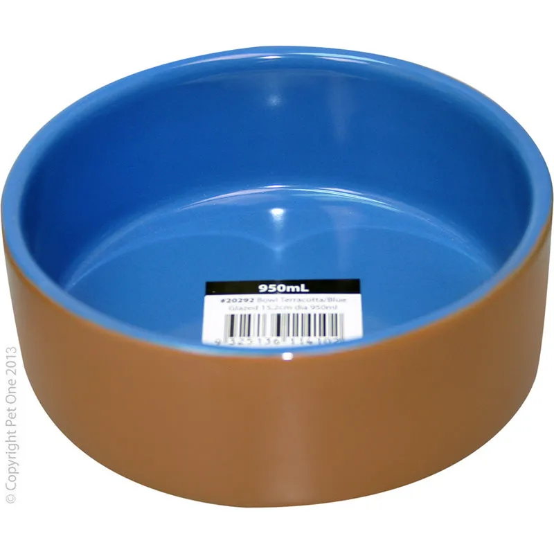 Pet One Terracotta Bowl Blue