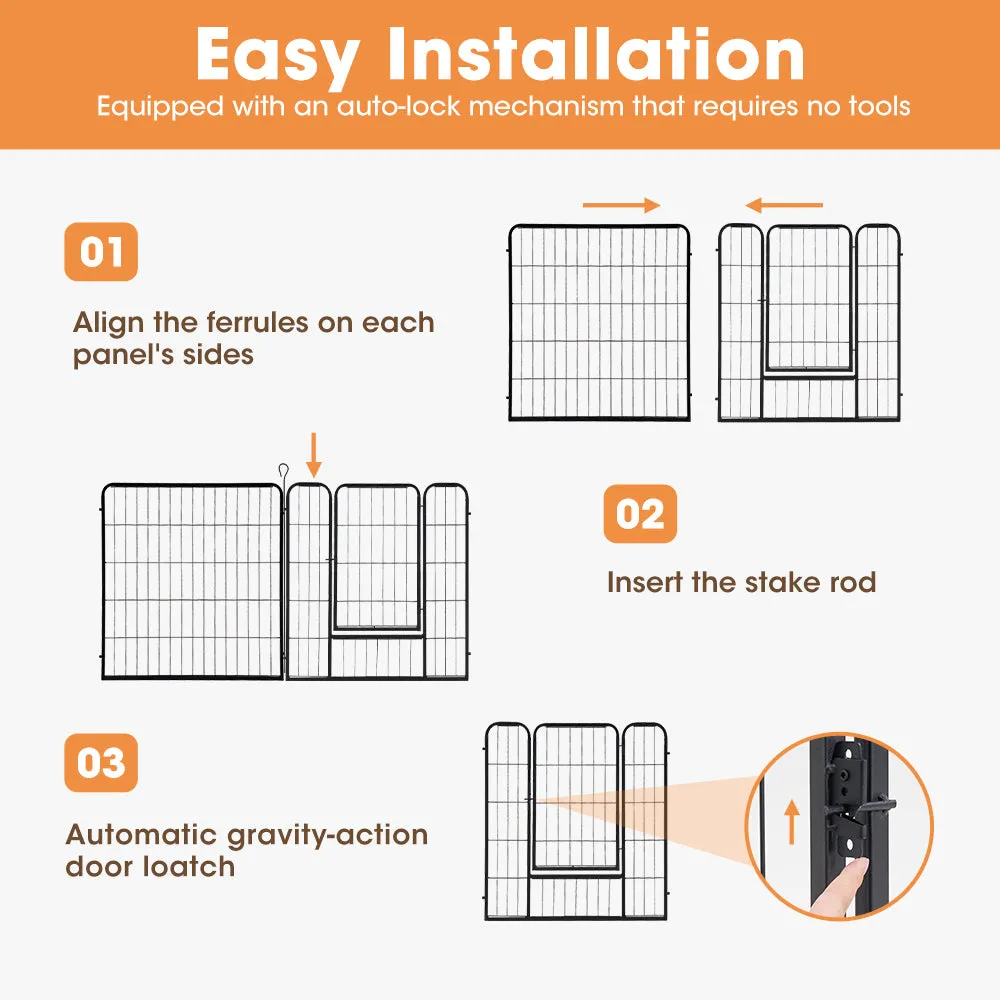 Petzly Dog Playpen Puppy Exercise Cage Pet Cage Enclosure 8 Panel 80x100CM Black