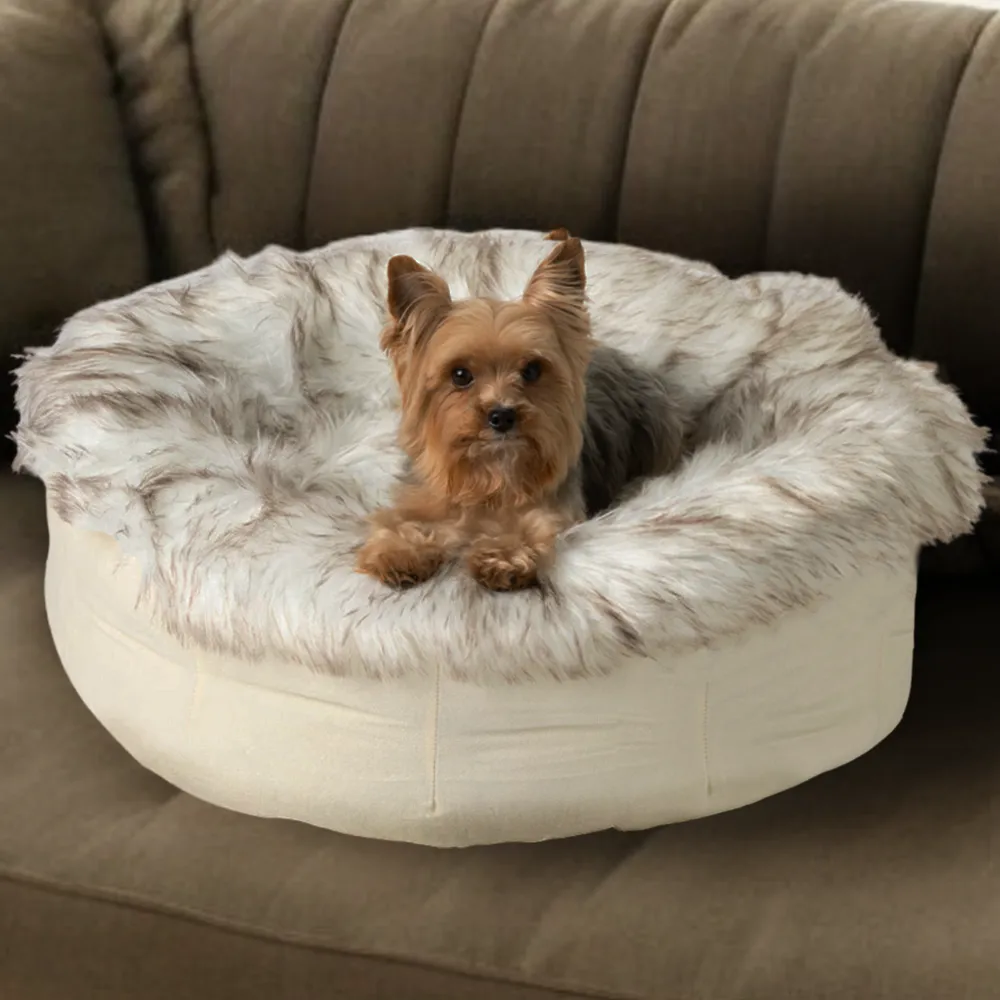 PupPouf Faux Fur Donut Pet Bed - Desert Luxe
