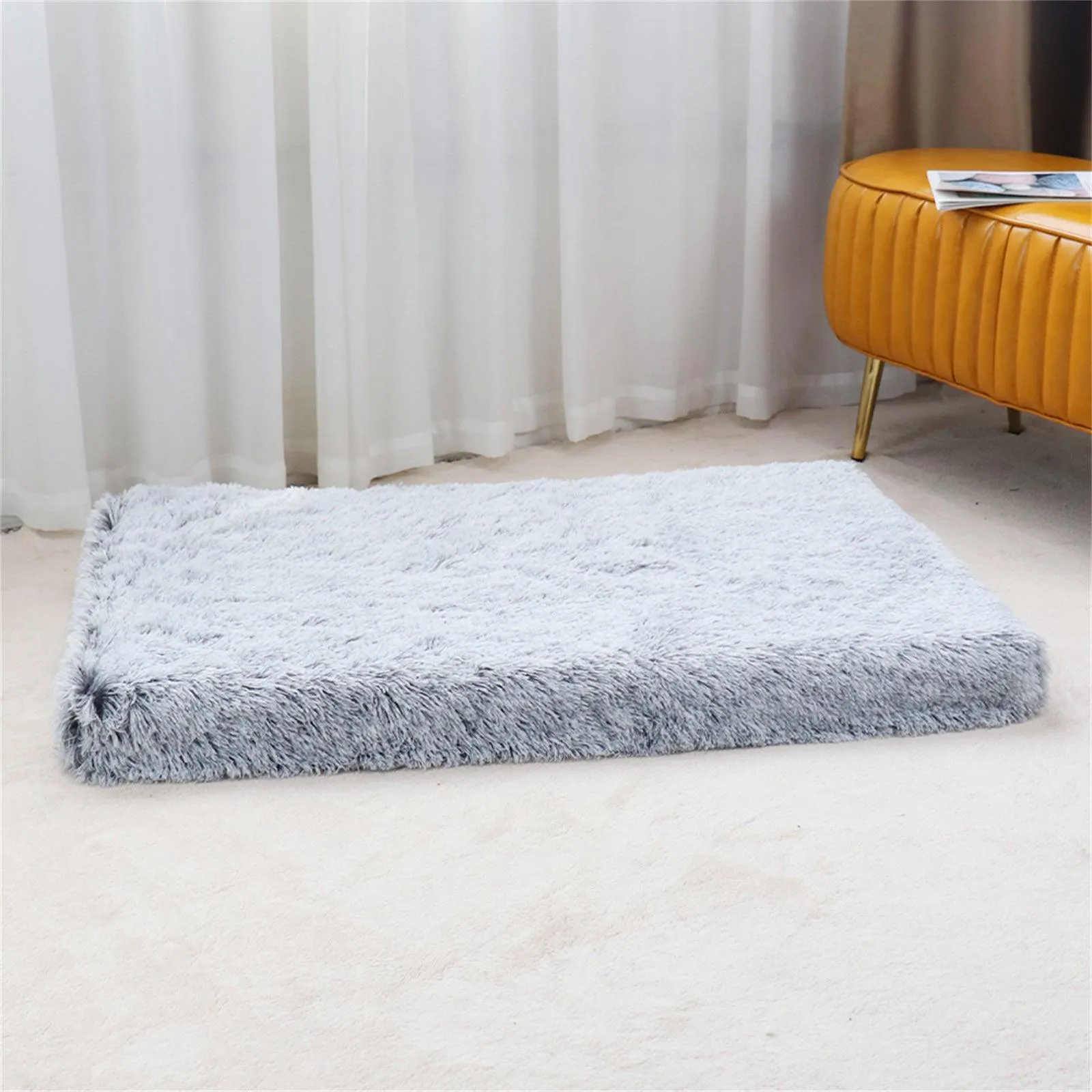 Rectangle Pet Dog Comfort Bed Plush Comfortable Removable Washable Kennel L