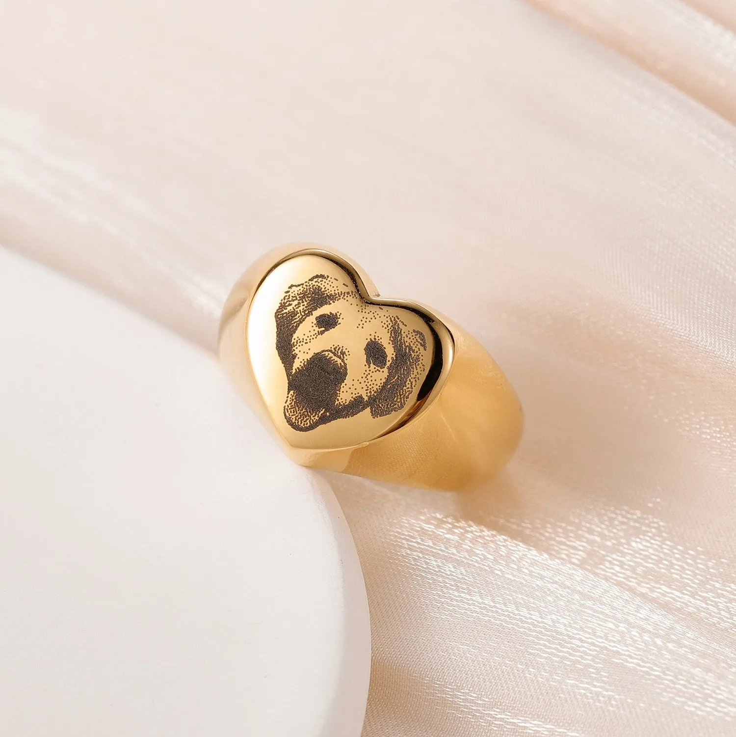 Signet Custom Pet Portrait Ring Personalized Minimalist Rings Gifts for Pets Dog Ring Signet Ring Jewelry Dog Pet Lover Gifts