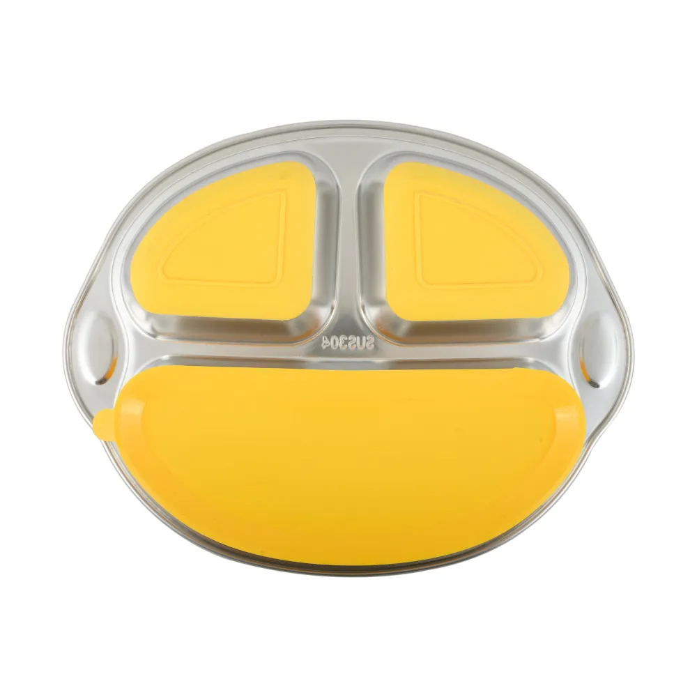 Stainless Steel Monkey  Lunch Plate With Silicone Suction