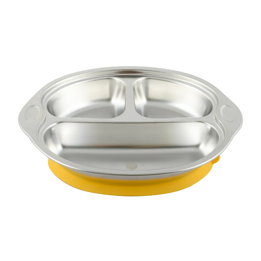 Stainless Steel Monkey  Lunch Plate With Silicone Suction